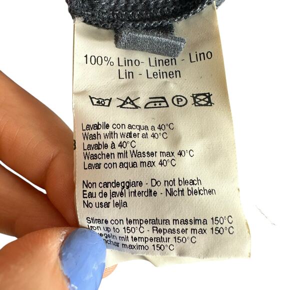 120% LINO Charcoal Gray Linen Button Down Blouse Women's Size 44 US Medium - Picture 7 of 8